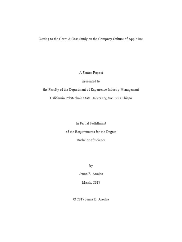 Getting To The Core - A Case Study On The Company Culture of Apple PDF ...