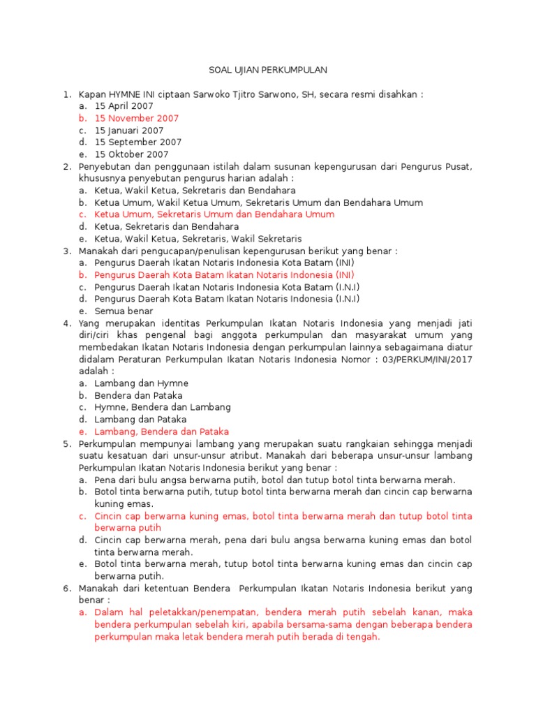 Soal Ujian Pra Alb Ttg Perkumpulan Notaris