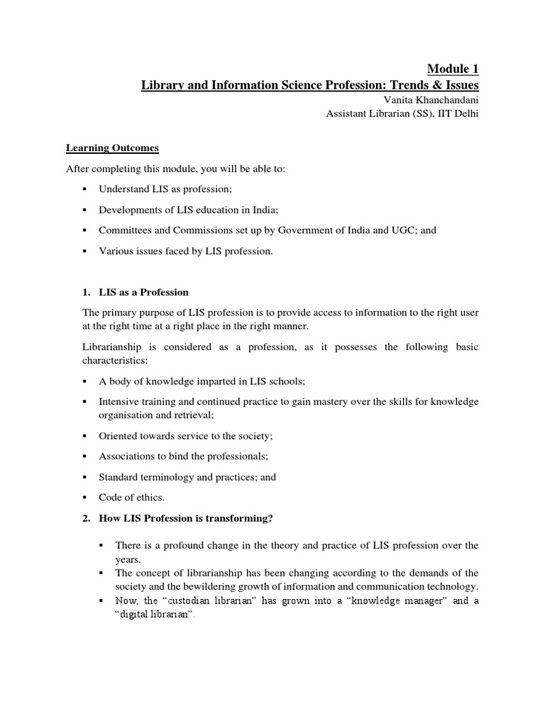 Trends in Library Science Education India | PDF | Library Science ...