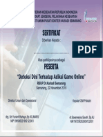 Sertifikat Seminar Awam Adiksi Game Online PDF
