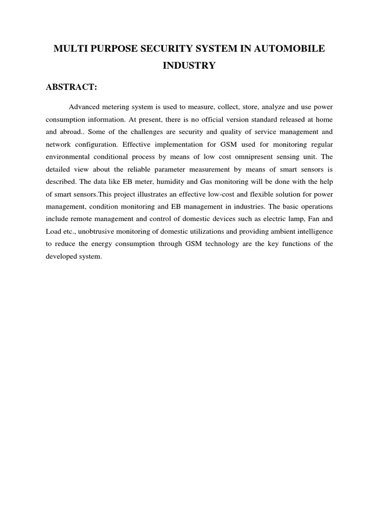 5.2 Multi Purpose Security System in Automobile Industry | PDF ...