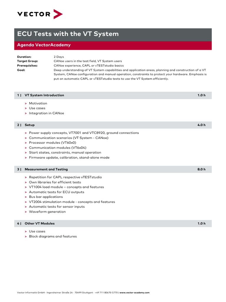 VT System ECU Testing Agenda | PDF | Business | Technology & Engineering
