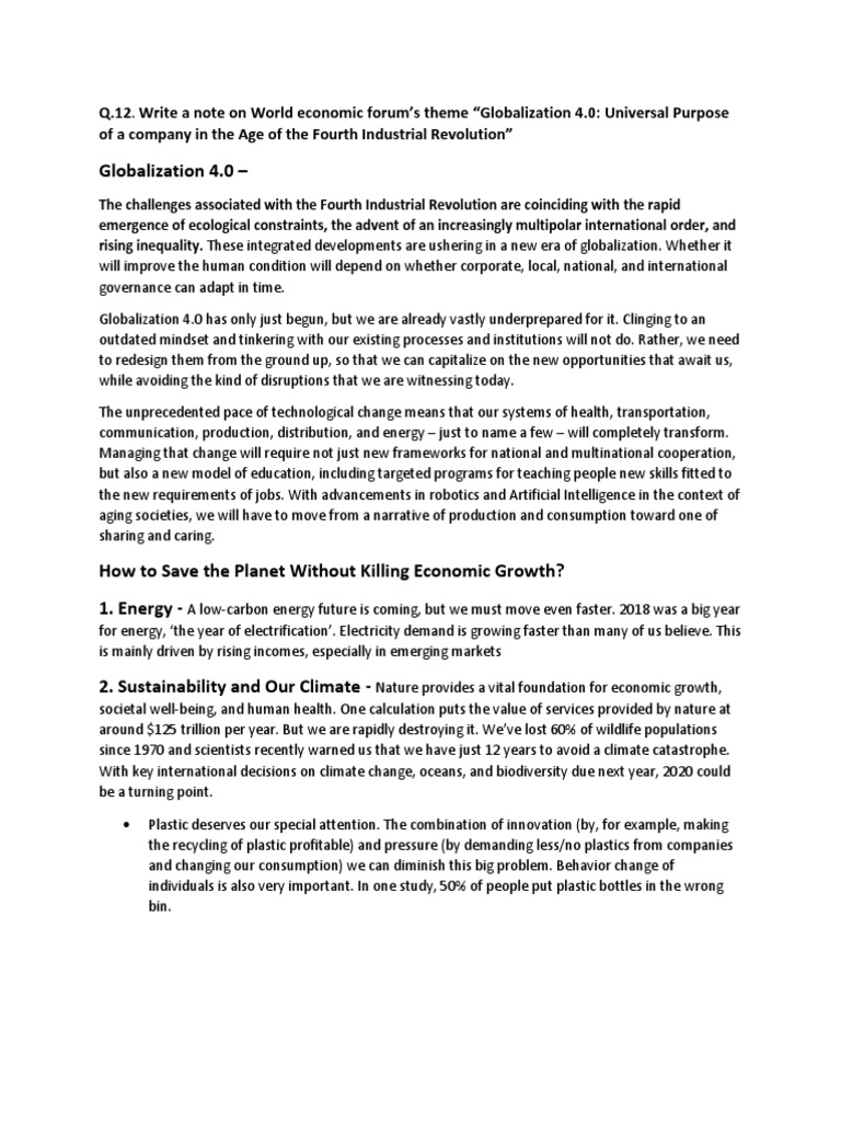 Globalization 4 0 Pdf Sustainability Sustainable Development