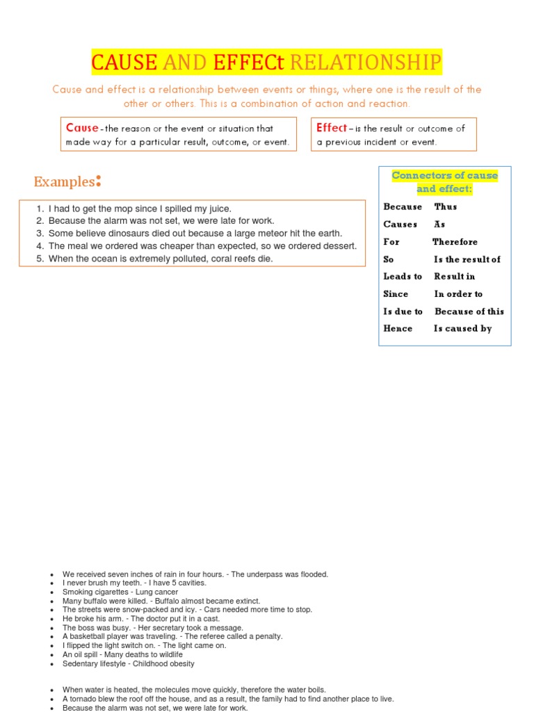 Understanding Cause and Effect Relationships | PDF | Water | Nature