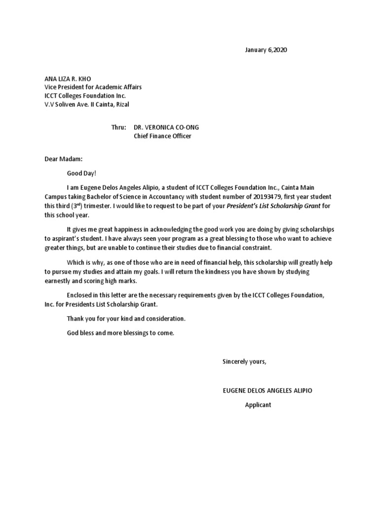 Application Letter-Scholarship | PDF