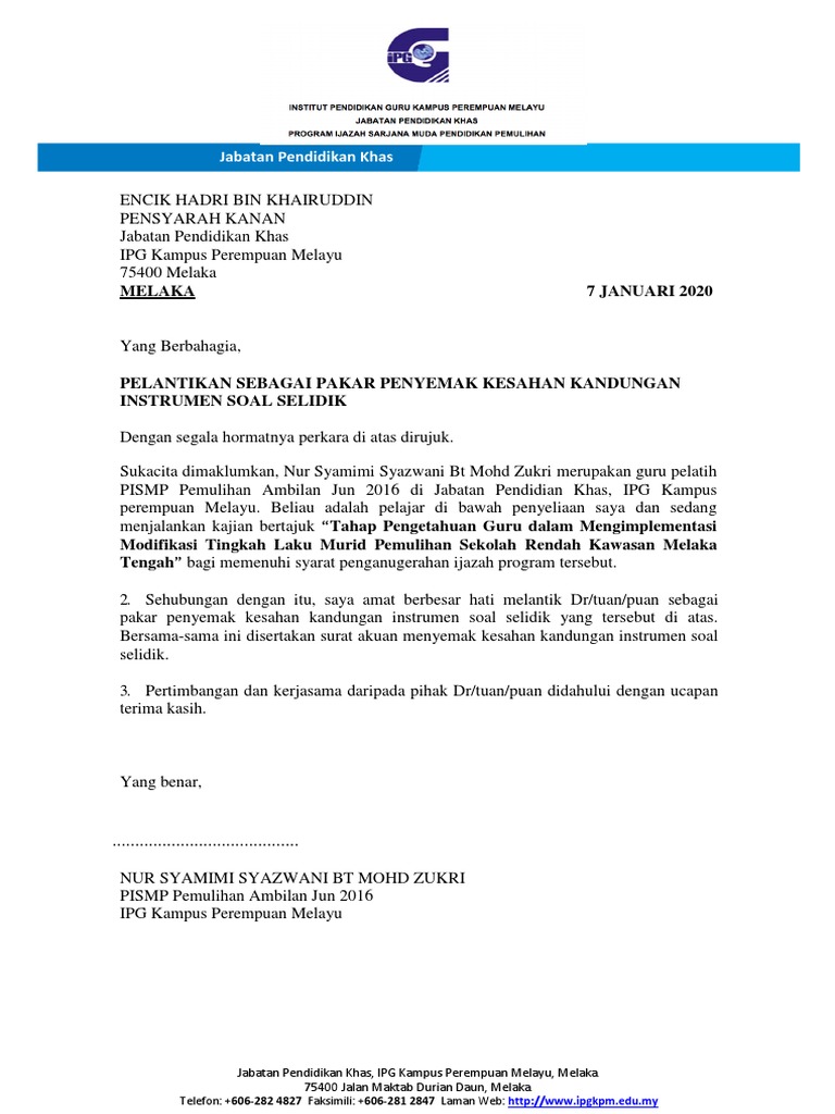 Surat Perlantikan Pakar Instrumen