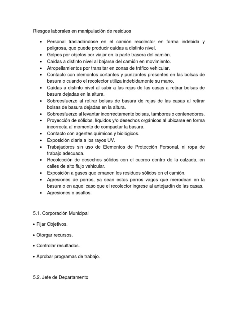 Riesgos Laborales en Recolección de Residuos | PDF | Máquina elevadora ...