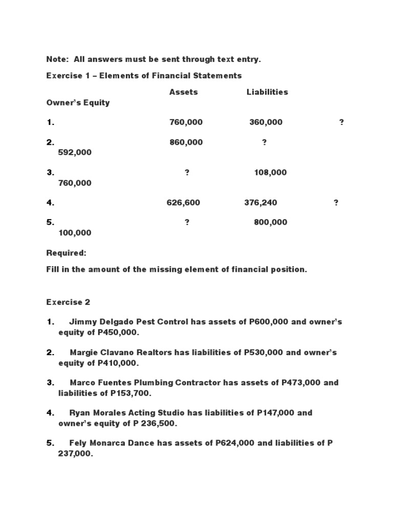 Missing Financial Statement Elements | PDF | Equity (Finance) | Expense