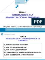 Tema 1 - Introduccion A La Administracion de Empresas PDF