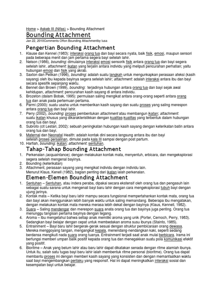 Pengertian dan Tahapan Bounding Attachment | PDF | Pengembangan Diri ...