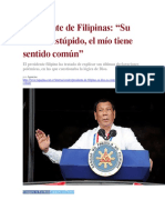 La Pagina - Presidente de Filipinas - Su Dios es estúpido, el mío tiene sentido común