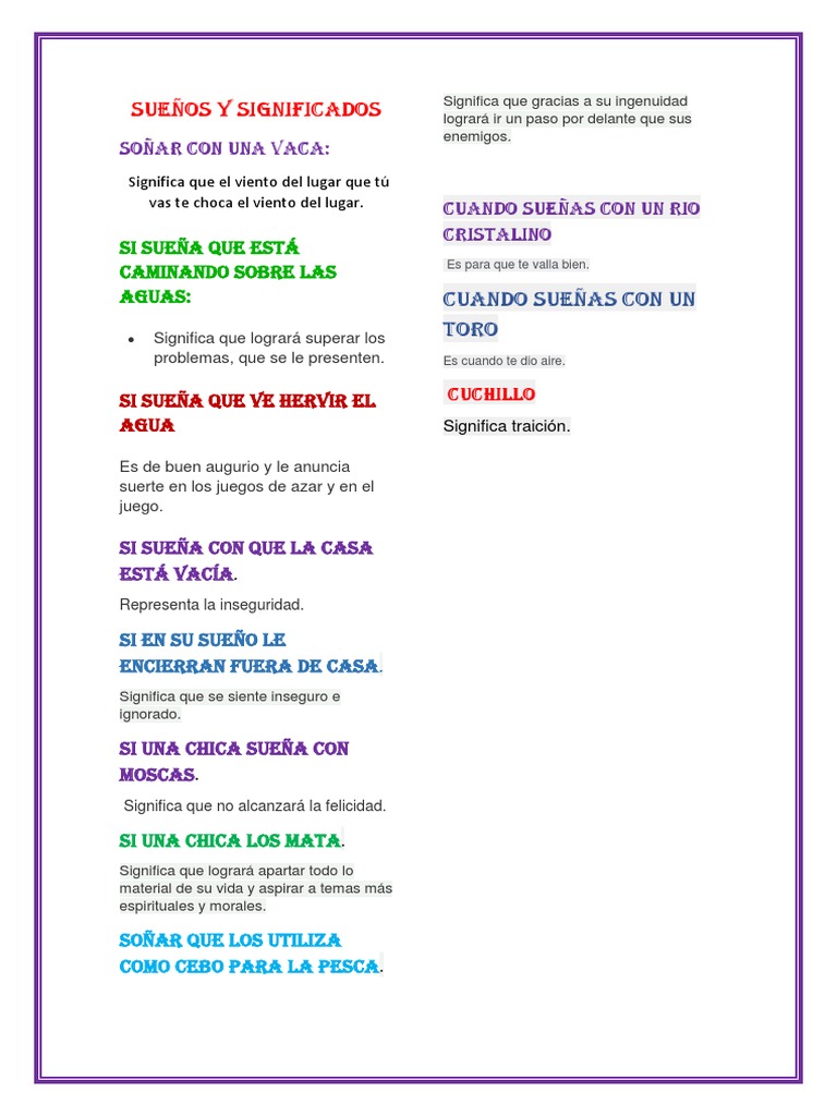 Suenos Y Significados Pdf