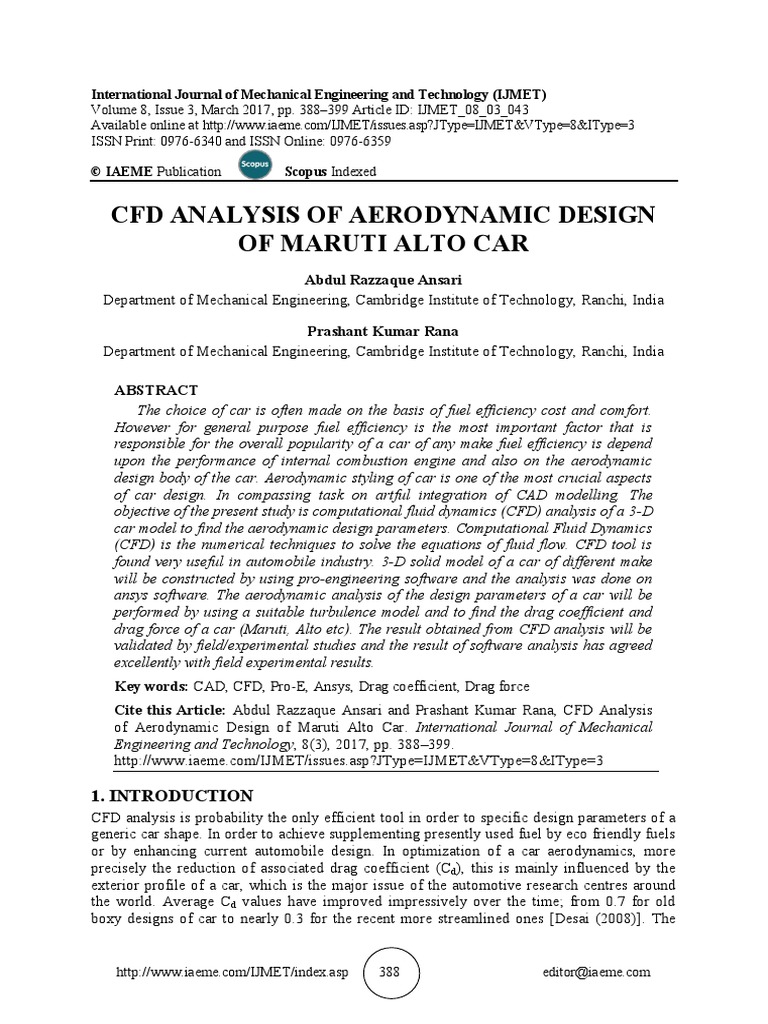 CFD Analysis of Aerodynamic Design of Ma PDF | PDF | Navier–Stokes ...