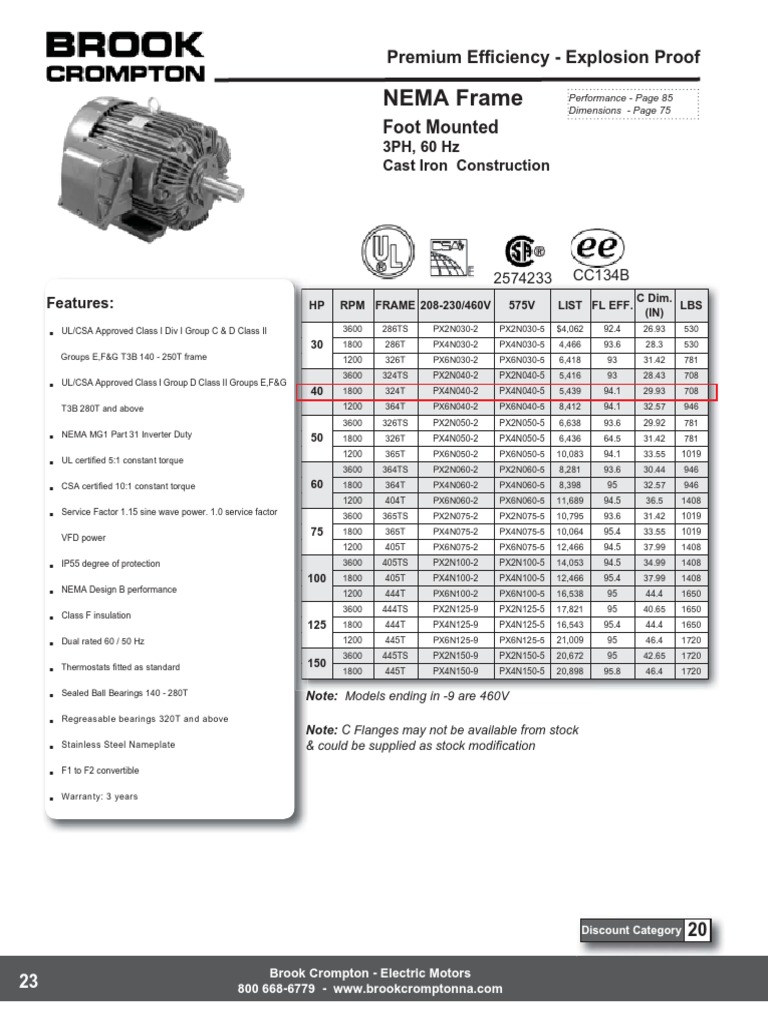 Brook Crompton Motor 40hp Manufactured Goods Electrical Engineering