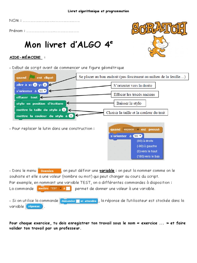 Guide Référentiel pour Programmation SCRATCH | PDF | Méthodes et ...