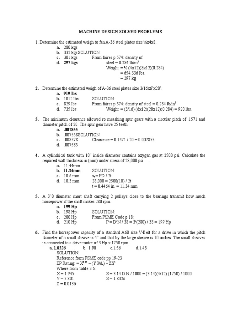 Machine Design Problem Solutions | PDF | Science & Mathematics