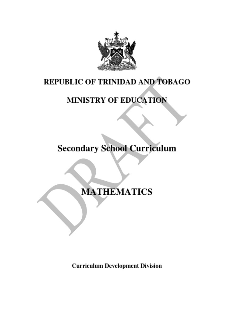 Forms 1 3 syllabus Trinidad and Tobago Curriculum Educational