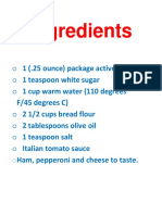 Ingredients Pizza