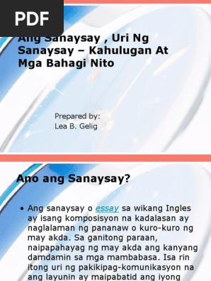 Ibigay Ang Mga Bahagi Ng Sanaysay At Kahulugan Nito  ibigay inzuzo