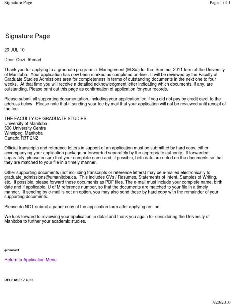 Graduate Application Update | PDF | Business