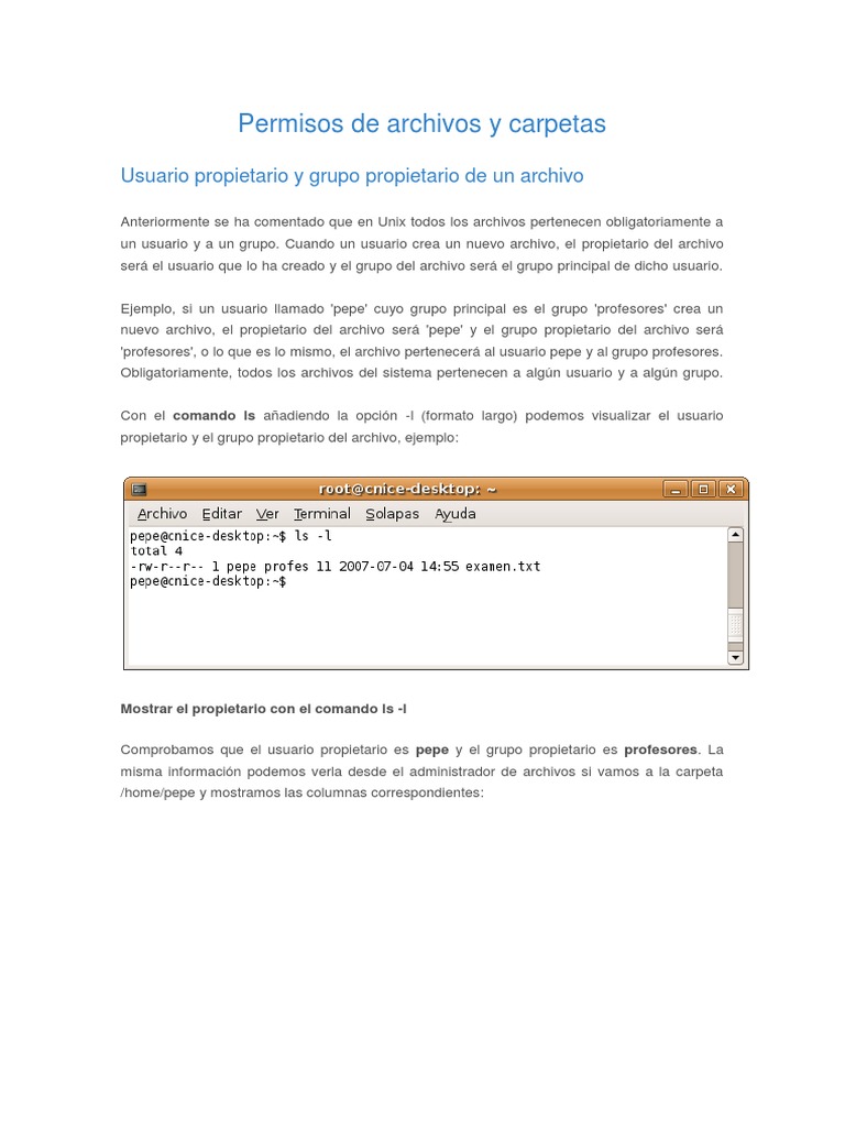 Permisos de Archivos Linux | PDF | Usuario (informática) | Archivo de ...