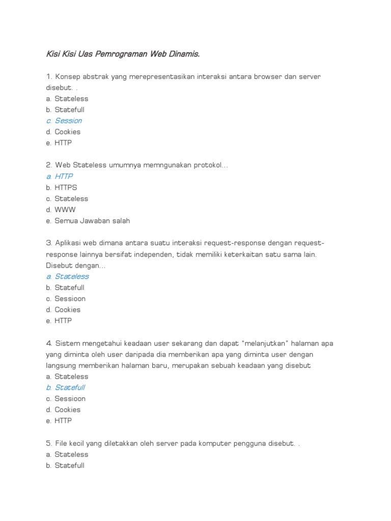Kisi-Kisi UAS Pemrograman Web Dinamis | PDF | Seni | Komputer