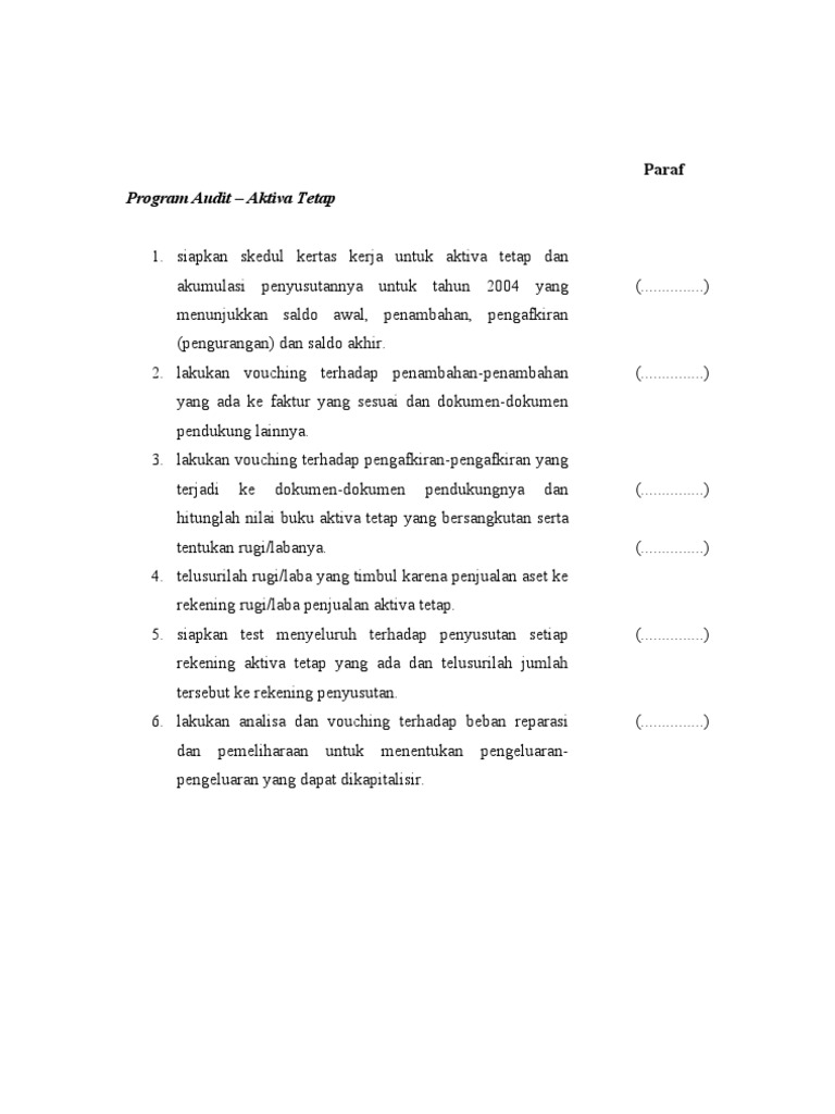 Program Audit Aktiva Tetap