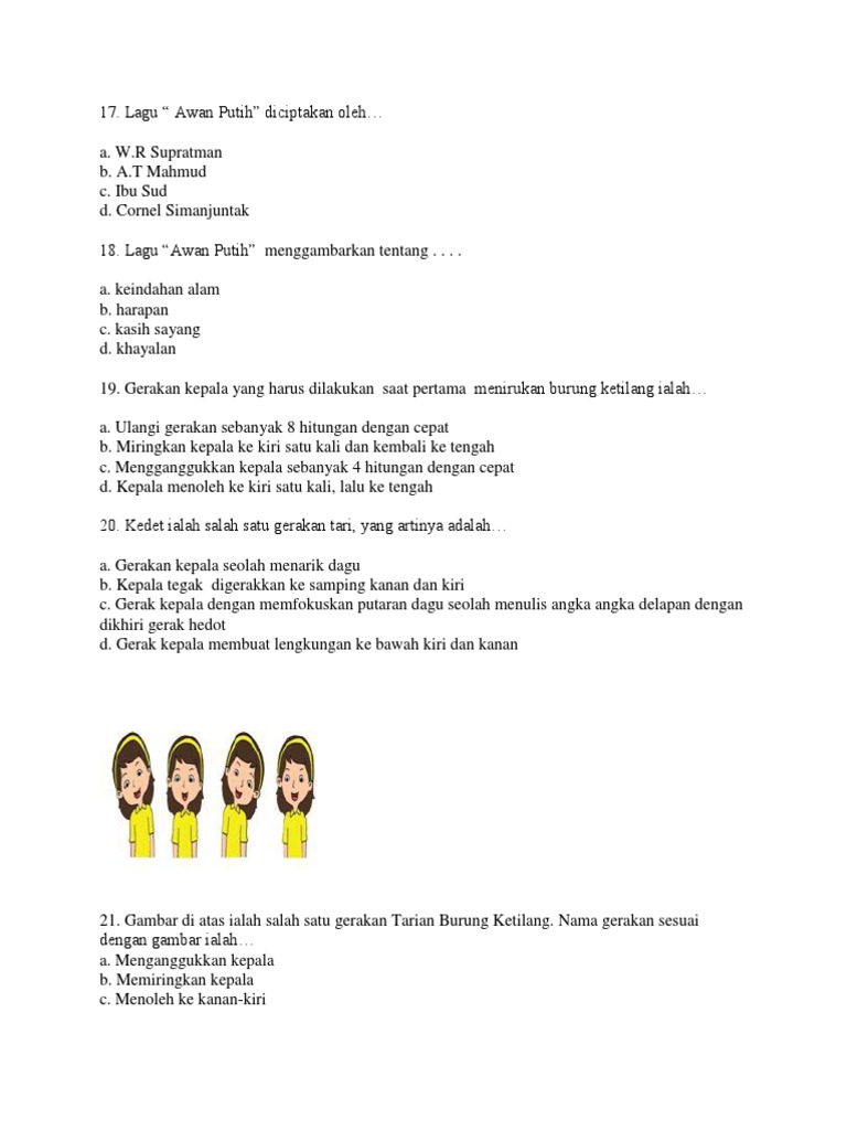 Latihan Soal Sbdp Tema 5