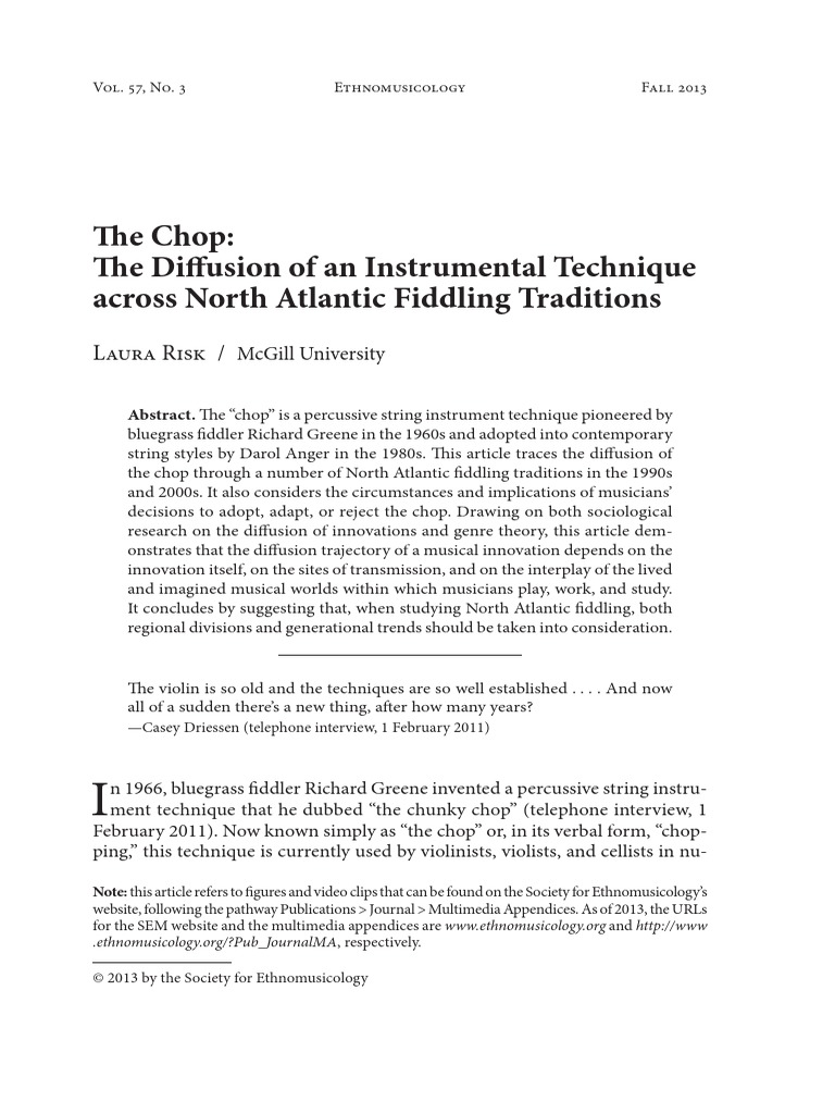 The Chop The Diffusion Of An Instrumental Technique Across North Atlantic Fiddling Traditions String Instruments Violin scribd