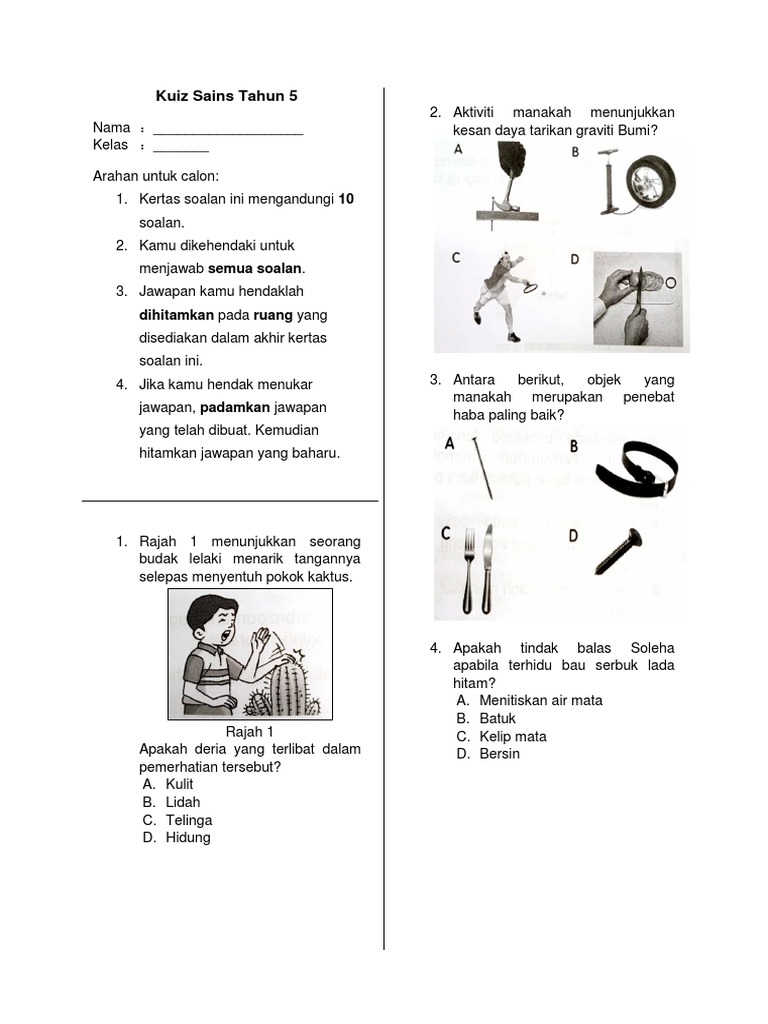 Soalan Sains Objektif Pdf