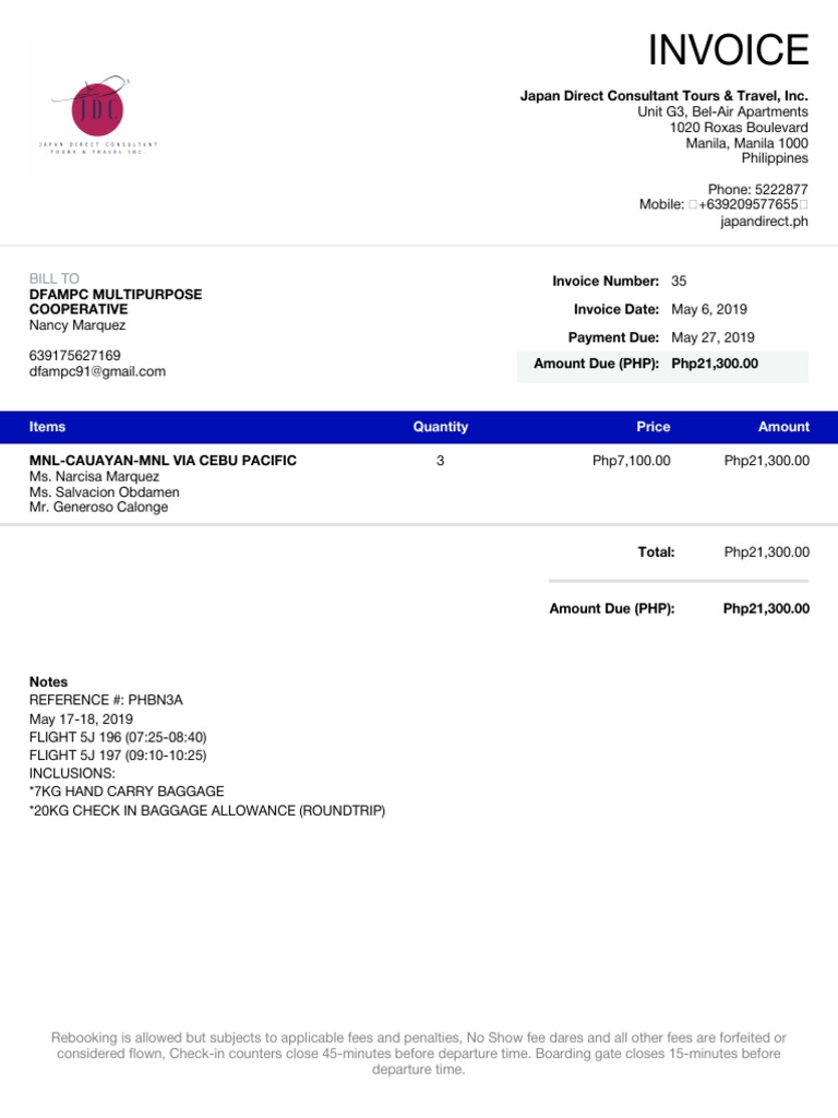 Sales Invoice for Travel Services | PDF | Business