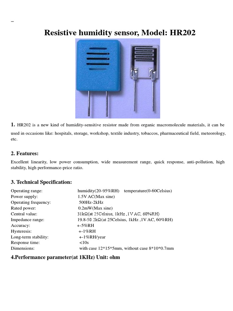 HR202 Humidity Sensor Datasheet | PDF