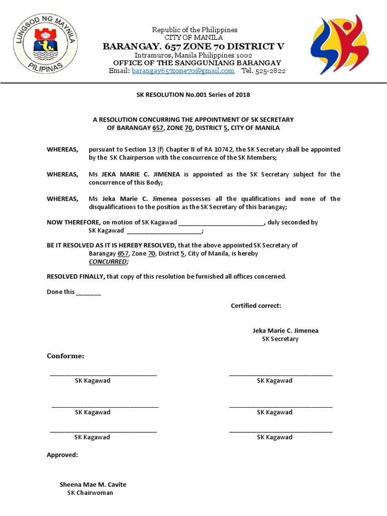 sk-resolution-of-treasurer-and-secretary-pdf-philippines-government