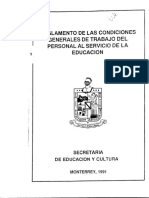 Reglamento de Las Condiciones Generales de Trabajo Del Personal Al Servicio de La Educacion