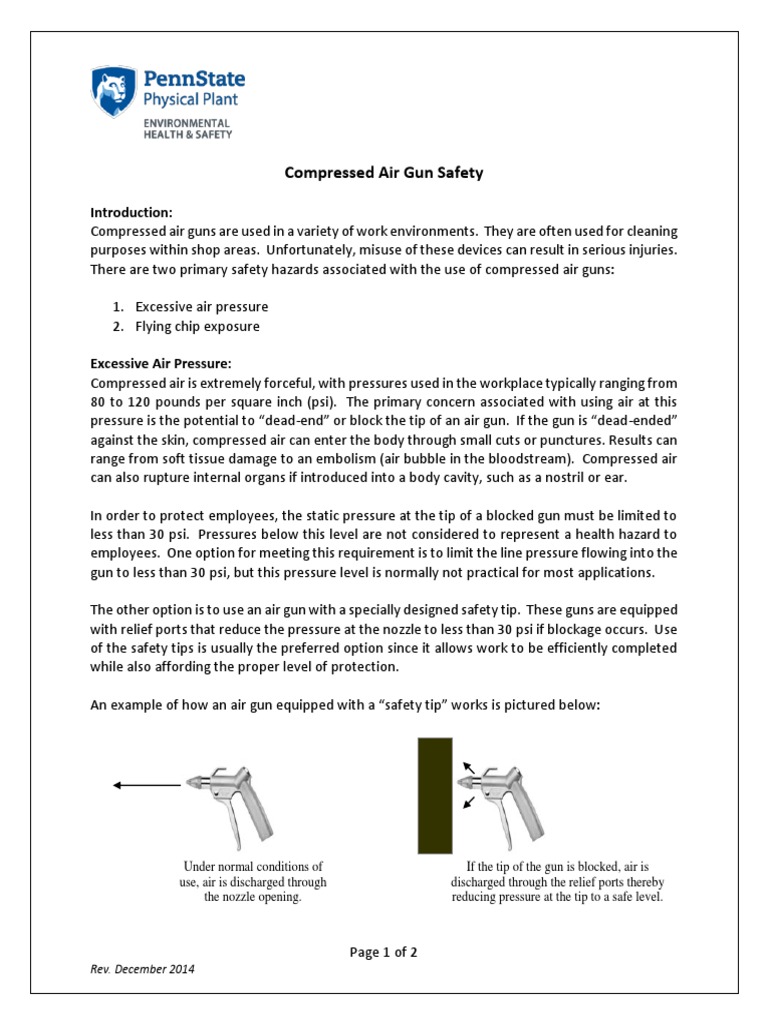 Compressed Air Gun Safety Guidelines | PDF | Personal Protective ...