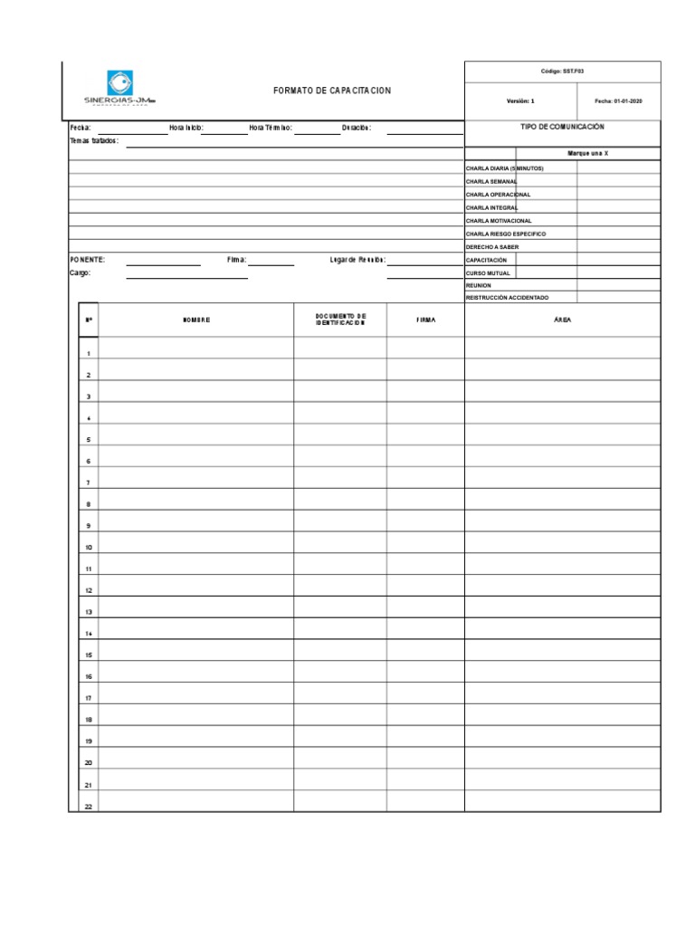 Formato de Capacitacion | PDF
