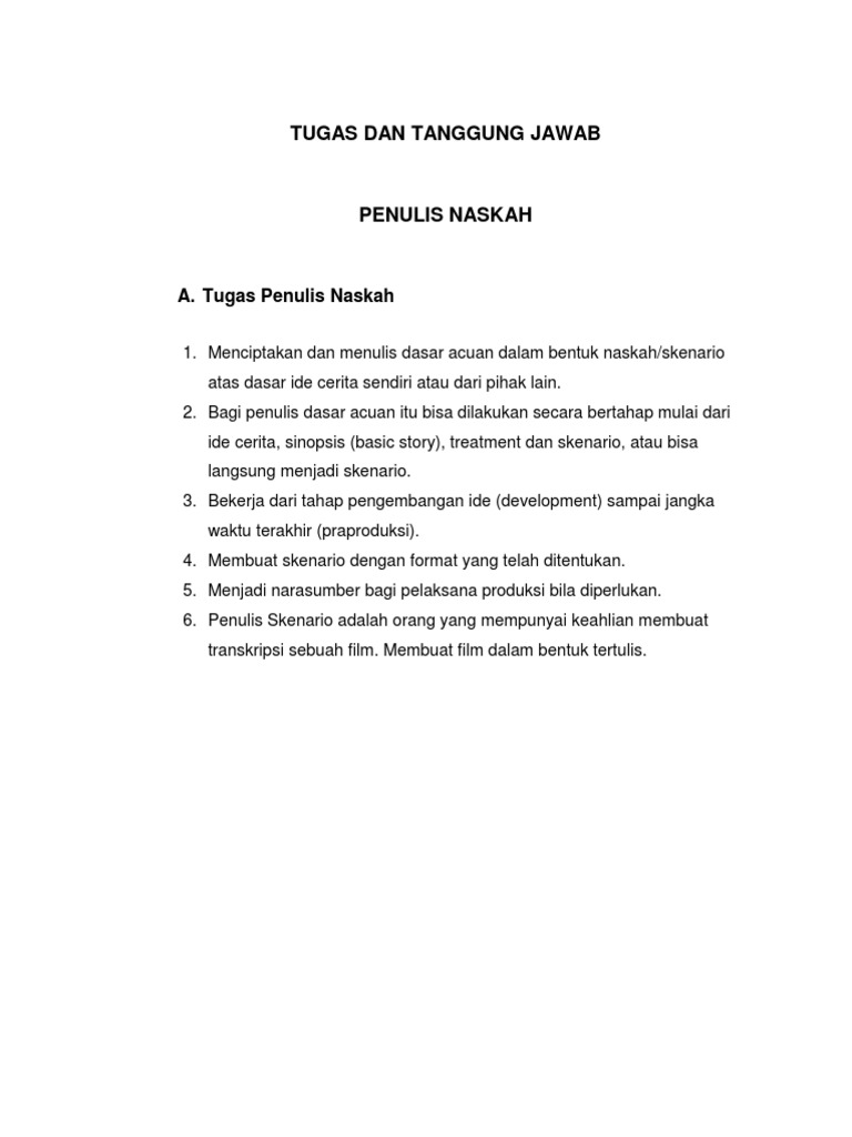 Tugas dan Format Penulisan Naskah | PDF