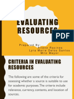 Evaluating Resources