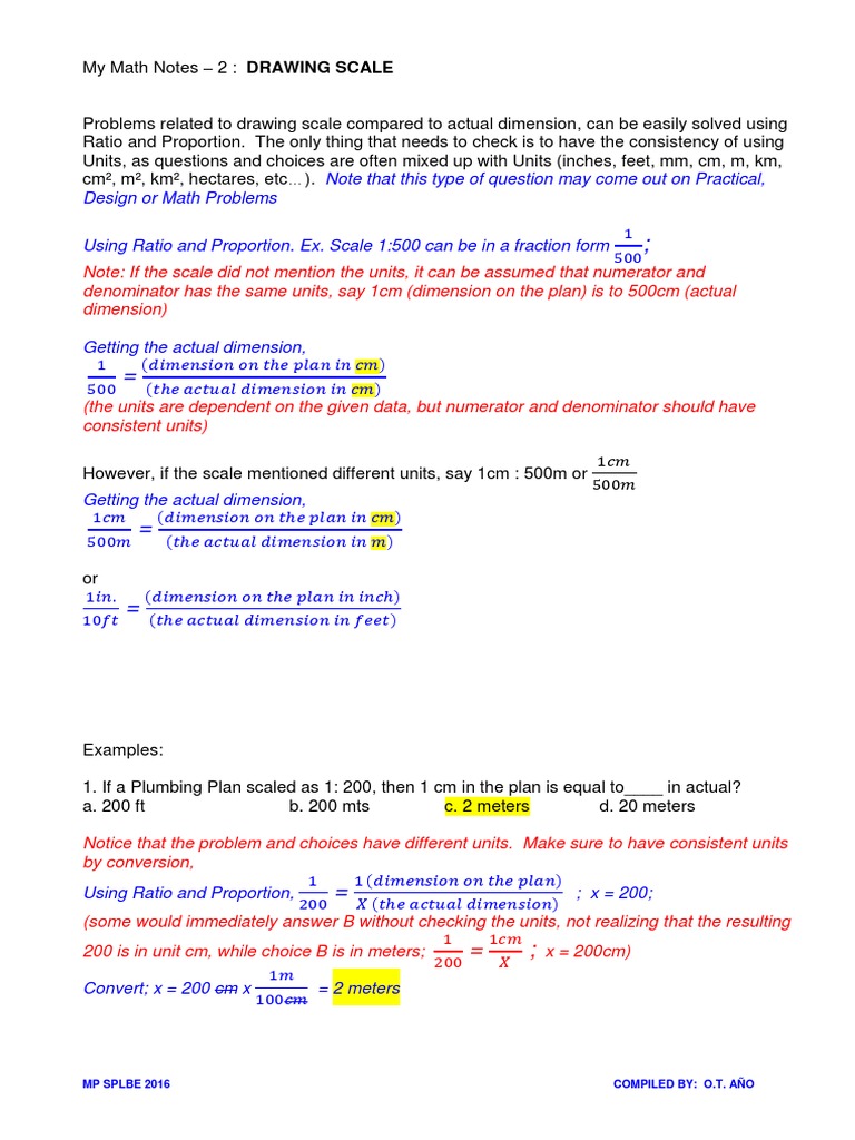 Solving Scale Drawing Problems Using Ratio and Proportion | PDF ...