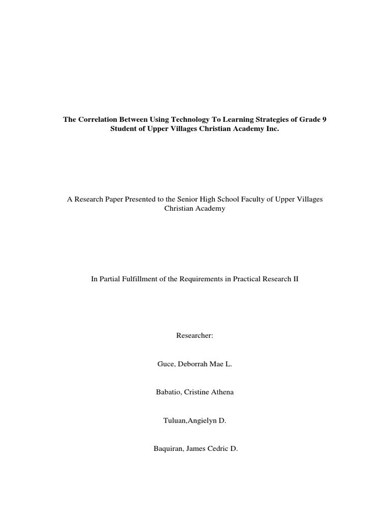 Tech Impact on Grade 9 Learning Strategies | PDF | Wellness | Science ...