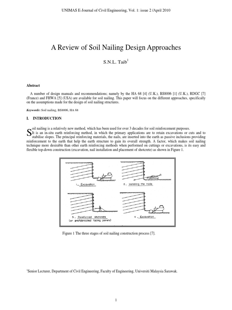 A Review of Soil Nailing Design Approaches PDF | PDF | Strength Of ...