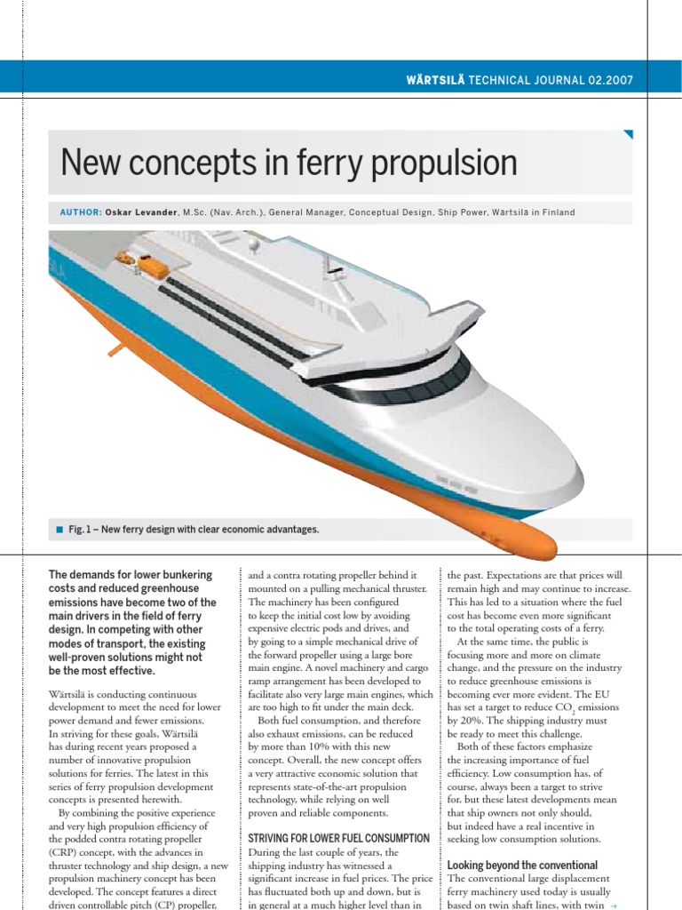 Ferry Propulsion New Concept Pdf Marine Propulsion Propeller