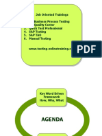 Job Oriented Trainings 1. HP Business Process Testing 2. HP Quality Center 3. Quick Test Professional 4. SAP Testing 5. Sap Tao 6. Manual Testing