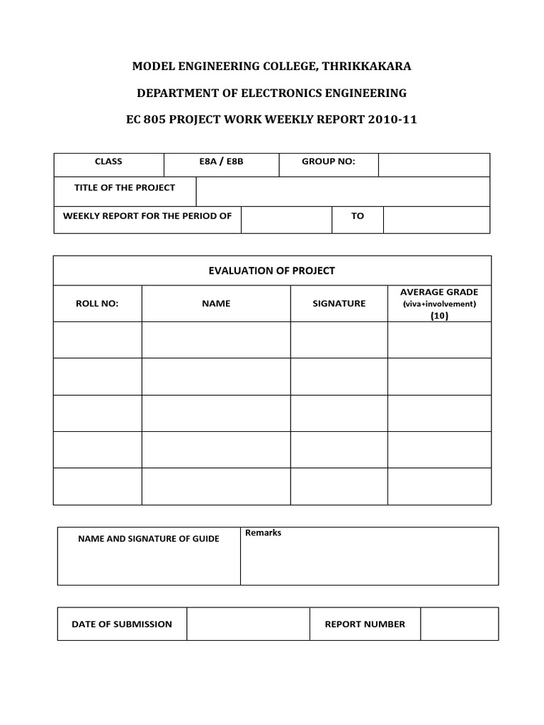 EC 805 Weekly Project Report 2010-11 | PDF | Technology & Engineering