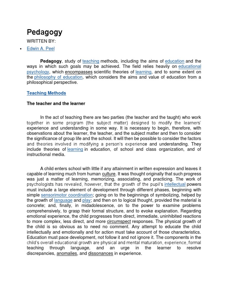 Understanding Pedagogy in Education | PDF | Wellness | Science ...