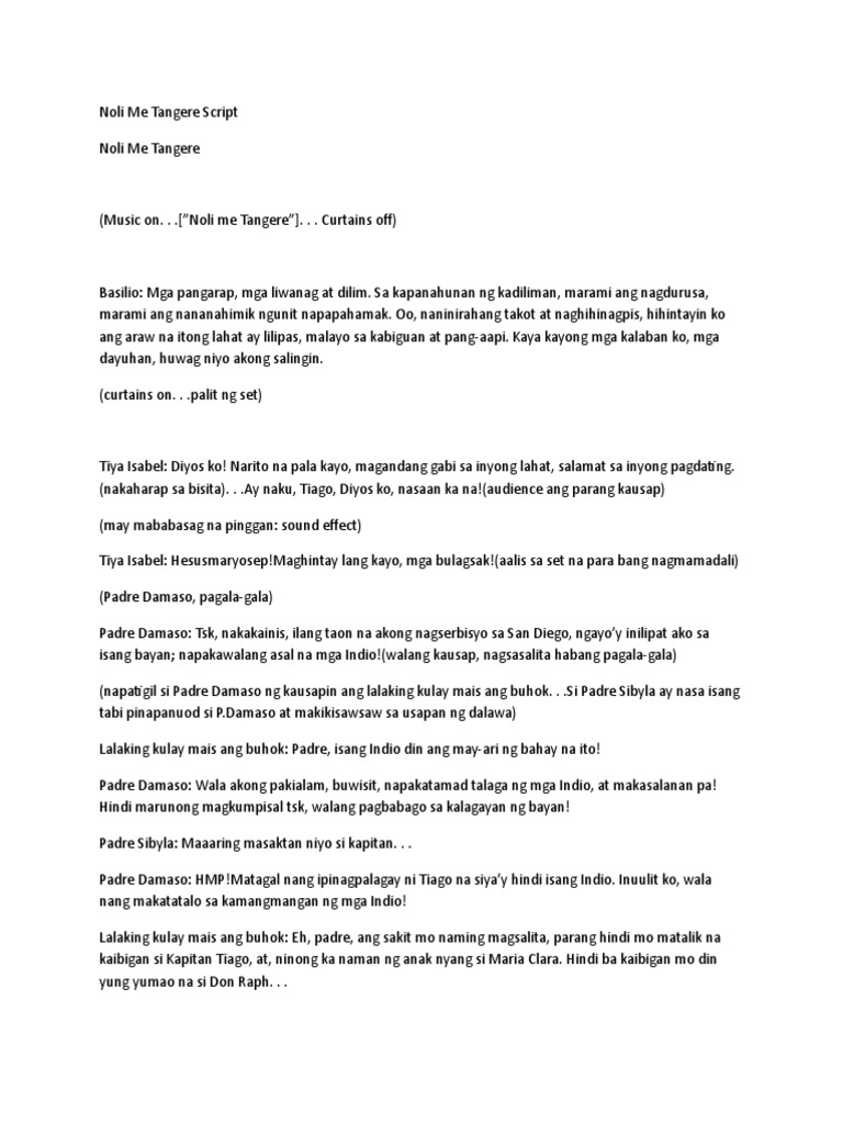 Noli Me Tangere - Final Script | PDF
