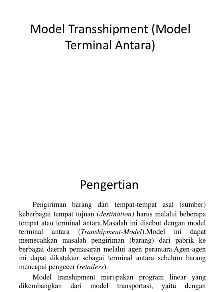 Model Transshipment untuk Pengiriman Efisien | PDF | Komputer