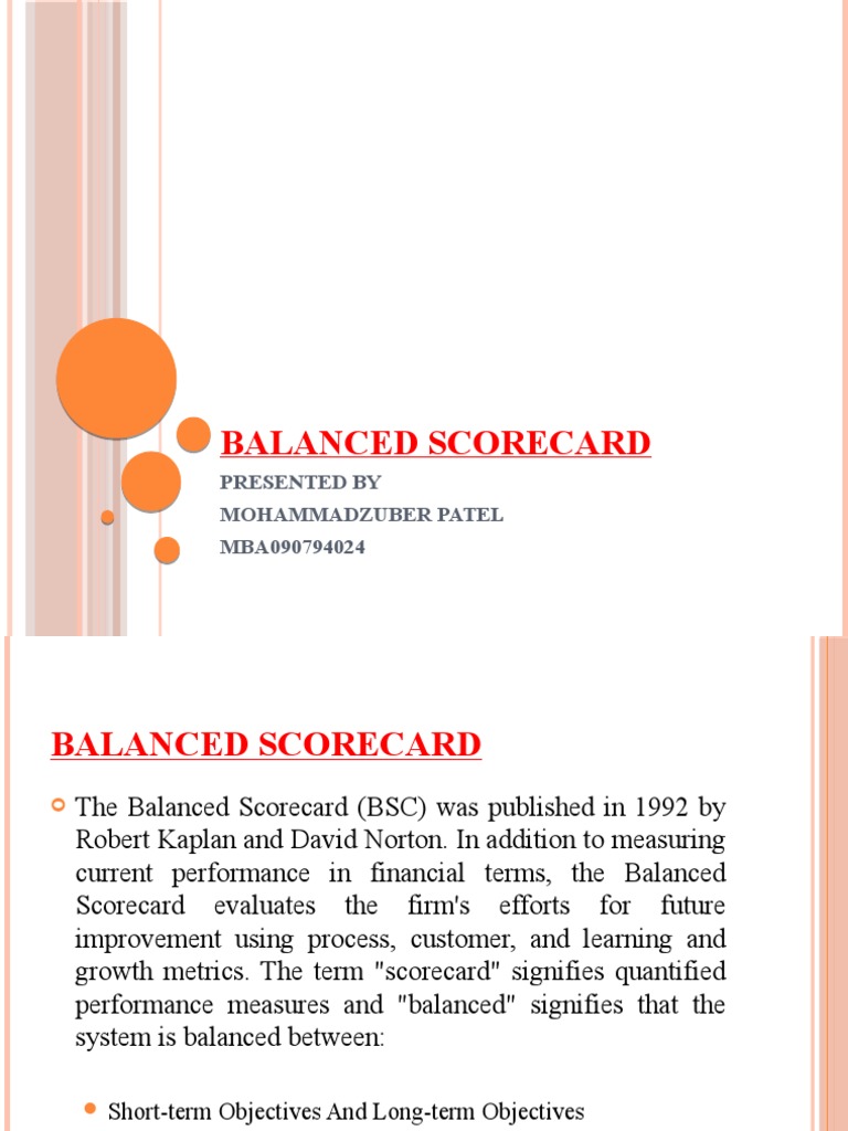 Understanding the Balanced Scorecard | PDF | Performance Indicator ...