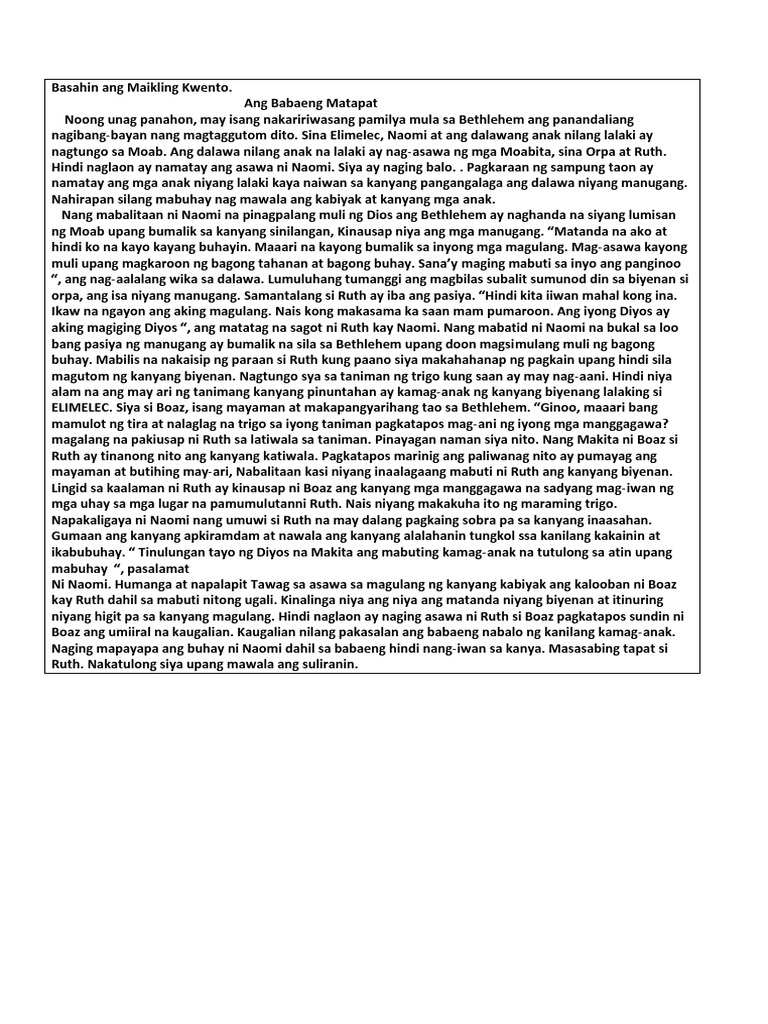 Basahin Ang Maikling Kwento | PDF