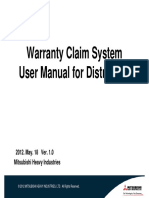 User Manual For Distributor (Warranty Claim) Ver1.0